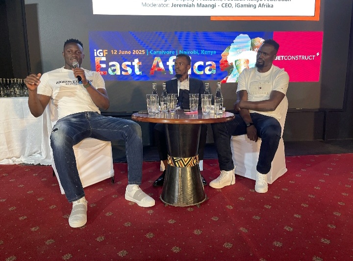 Victor Wanyama and Donald Mariga speaking at the iGaming Future East Africa Summit 2025 in Nairobi